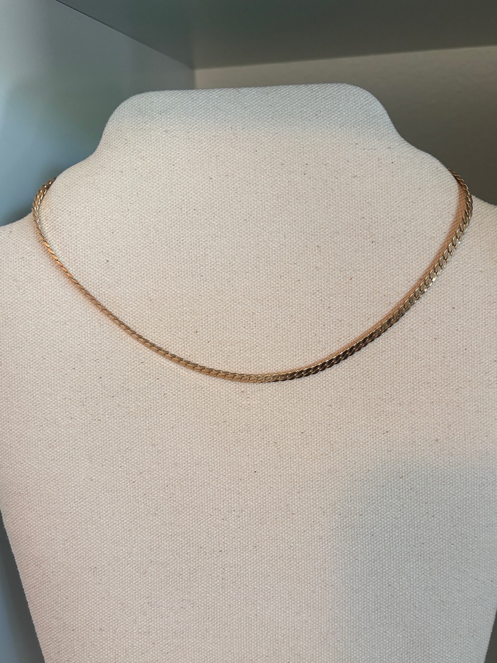 Slim Gold Herringbone Necklace for Women